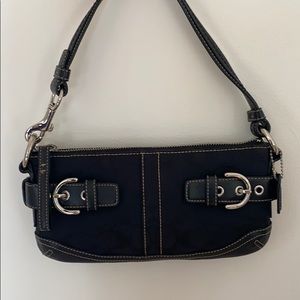 Coach bag - black with silver buckles
